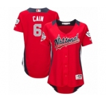Women's Majestic Milwaukee Brewers #6 Lorenzo Cain Game Red National League 2018 MLB All-Star MLB Jersey