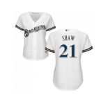 Women's Milwaukee Brewers #21 Travis Shaw White Home Stitched MLB Jersey