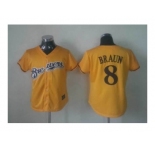 women mlb jerseys milwaukee brewers #8 braun yellow