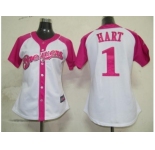 women mlb milwaukee brewers #1 hart white pink[2012]