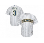 Youth Majestic Milwaukee Brewers #3 Orlando Arcia Replica White Alternate Cool Base MLB Jersey
