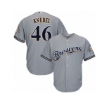 Youth Majestic Milwaukee Brewers #46 Corey Knebel Replica Grey Road Cool Base MLB Jersey