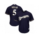 Youth Majestic Milwaukee Brewers #5 Jonathan Villar Replica Navy Blue Alternate Cool Base MLB Jersey