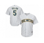 Youth Majestic Milwaukee Brewers #5 Jonathan Villar Replica White Alternate Cool Base MLB Jersey