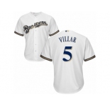 Youth Majestic Milwaukee Brewers #5 Jonathan Villar Replica White Home Cool Base MLB Jersey