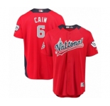 Youth Majestic Milwaukee Brewers #6 Lorenzo Cain Game Red National League 2018 MLB All-Star MLB Jersey