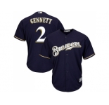 Youth Milwaukee Brewers #2 Scooter Gennett Navy blue Cool Base Stitched MLB Jersey