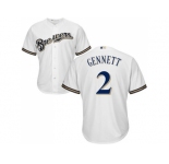 Youth Milwaukee Brewers #2 Scooter Gennett White Cool Base Stitched MLB Jersey