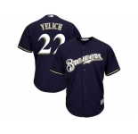 Youth Milwaukee Brewers #22 Christian Yelich Navy blue Cool Base Stitched MLB Jersey