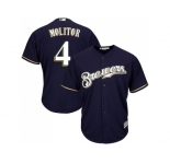 Youth Milwaukee Brewers #4 Paul Molitor Navy blue Cool Base Stitched MLB Jersey