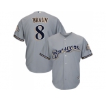 Youth Milwaukee Brewers #8 Ryan Braun Grey Cool Base Stitched MLB Jersey