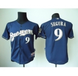 youth mlb jerseys milwaukee brewers #9 segura blue