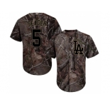 Youth Los Angeles Dodgers #5 Corey Seager Camo Realtree Collection Cool Base Stitched MLB Jersey
