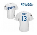 Youth Majestic Los Angeles Dodgers #13 Max Muncy Authentic White Home Cool Base 2018 World Series MLB Jersey