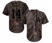 Youth Majestic Los Angeles Dodgers #14 Enrique Hernandez Authentic Camo Realtree Collection Flex Base MLB Jersey