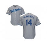 Youth Majestic Los Angeles Dodgers #14 Enrique Hernandez Replica Grey Road 2017 World Series Bound Cool Base MLB Jersey