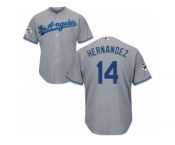 Youth Majestic Los Angeles Dodgers #14 Enrique Hernandez Replica Grey Road 2017 World Series Bound Cool Base MLB Jersey