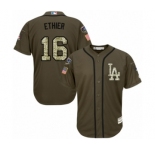 Youth Majestic Los Angeles Dodgers #16 Andre Ethier Authentic Green Salute to Service 2018 World Series MLB Jersey