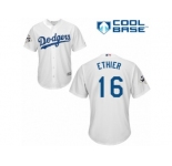 Youth Majestic Los Angeles Dodgers #16 Andre Ethier Replica White Home 2017 World Series Bound Cool Base MLB Jersey