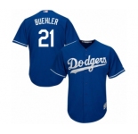 Youth Majestic Los Angeles Dodgers #21 Walker Buehler Authentic Royal Blue Alternate Cool Base MLB Jersey