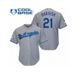 Youth Majestic Los Angeles Dodgers #21 Yu Darvish Replica Grey Road 2017 World Series Bound Cool Base MLB Jersey