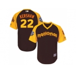 Youth Majestic Los Angeles Dodgers #22 Clayton Kershaw Authentic Brown 2016 All-Star National League BP Cool Base MLB Jersey