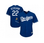Youth Majestic Los Angeles Dodgers #22 Clayton Kershaw Authentic Royal Blue 2017 Spring Training Cool Base MLB Jersey