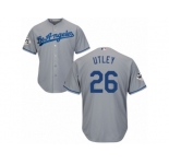 Youth Majestic Los Angeles Dodgers #26 Chase Utley Replica Grey Road 2017 World Series Bound Cool Base MLB Jersey