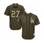 Youth Majestic Los Angeles Dodgers #27 Matt Kemp Authentic Green Salute to Service 2018 World Series MLB Jersey
