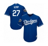 Youth Majestic Los Angeles Dodgers #27 Matt Kemp Authentic Royal Blue Alternate Cool Base 2018 World Series MLB Jersey