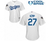 Youth Majestic Los Angeles Dodgers #27 Matt Kemp Authentic White Home Cool Base 2018 World Series MLB Jersey