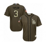 Youth Majestic Los Angeles Dodgers #3 Chris Taylor Authentic Green Salute to Service 2018 World Series MLB Jersey
