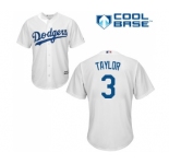 Youth Majestic Los Angeles Dodgers #3 Chris Taylor Authentic White Home Cool Base MLB Jersey