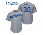 Youth Majestic Los Angeles Dodgers #30 Maury Wills Replica Grey Road 2017 World Series Bound Cool Base MLB Jersey