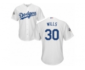 Youth Majestic Los Angeles Dodgers #30 Maury Wills Replica White Home 2017 World Series Bound Cool Base MLB Jersey