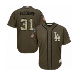 Youth Majestic Los Angeles Dodgers #31 Joc Pederson Authentic Green Salute to Service 2018 World Series MLB Jersey