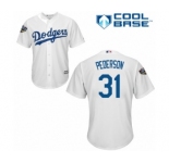 Youth Majestic Los Angeles Dodgers #31 Joc Pederson Authentic White Home Cool Base 2018 World Series MLB Jersey