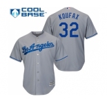 Youth Majestic Los Angeles Dodgers #32 Sandy Koufax Authentic Grey Road Cool Base MLB Jersey