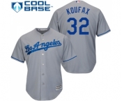 Youth Majestic Los Angeles Dodgers #32 Sandy Koufax Authentic Grey Road Cool Base MLB Jersey