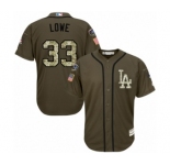 Youth Majestic Los Angeles Dodgers #33 Mark Lowe Authentic Green Salute to Service 2018 World Series MLB Jersey