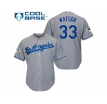 Youth Majestic Los Angeles Dodgers #33 Tony Watson Replica Grey Road 2017 World Series Bound Cool Base MLB Jersey