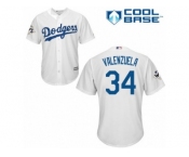 Youth Majestic Los Angeles Dodgers #34 Fernando Valenzuela Replica White Home 2017 World Series Bound Cool Base MLB Jersey