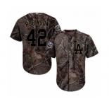 Youth Majestic Los Angeles Dodgers #42 Jackie Robinson Authentic Camo Realtree Collection Flex Base 2018 World Series MLB Jersey