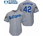 Youth Majestic Los Angeles Dodgers #42 Jackie Robinson Authentic Grey Road Cool Base 2018 World Series MLB Jersey