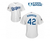 Youth Majestic Los Angeles Dodgers #42 Jackie Robinson Replica White Home 2017 World Series Bound Cool Base MLB Jersey