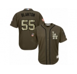 Youth Majestic Los Angeles Dodgers #55 Joe Blanton Authentic Green Salute to Service MLB Jersey