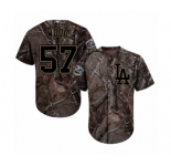Youth Majestic Los Angeles Dodgers #57 Alex Wood Authentic Camo Realtree Collection Flex Base 2018 World Series MLB Jersey