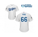 Youth Majestic Los Angeles Dodgers #66 Yasiel Puig Replica White Home 2017 World Series Bound Cool Base MLB Jersey