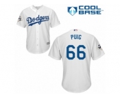 Youth Majestic Los Angeles Dodgers #66 Yasiel Puig Replica White Home 2017 World Series Bound Cool Base MLB Jersey