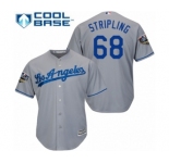 Youth Majestic Los Angeles Dodgers #68 Ross Stripling Authentic Grey Road Cool Base 2018 World Series MLB Jersey